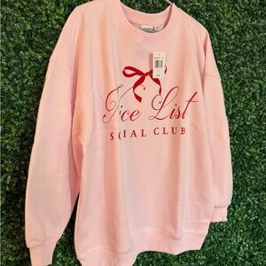 Mighty Fine Pink Sweatshirt with Red Script Graphic